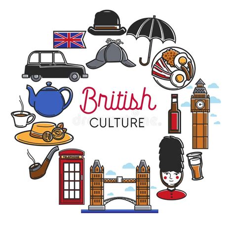 Símbolos Del Vector De La Cultura De Británicos O De Inglaterra