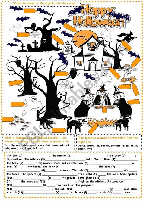 English Esl Halloween Worksheets Cation