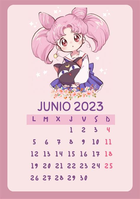 Junio 2023 Calendario 2023 Sailor Moon Chibi Moon Serena Sailor