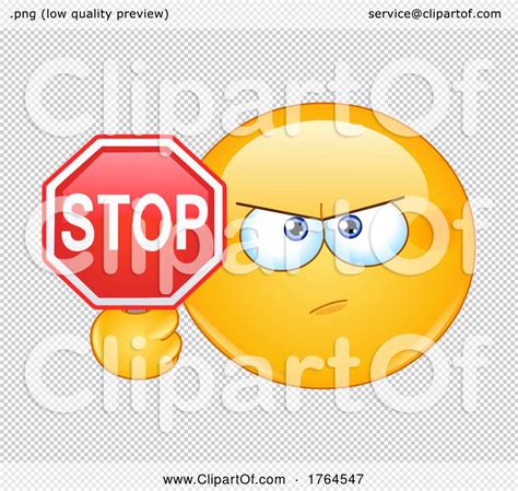 Cartoon Emoji Smiley Holding A Stop Sign By Yayayoyo 1764547