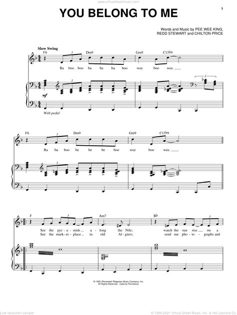 Stafford You Belong To Me Sheet Music For Voice And Piano Pdf