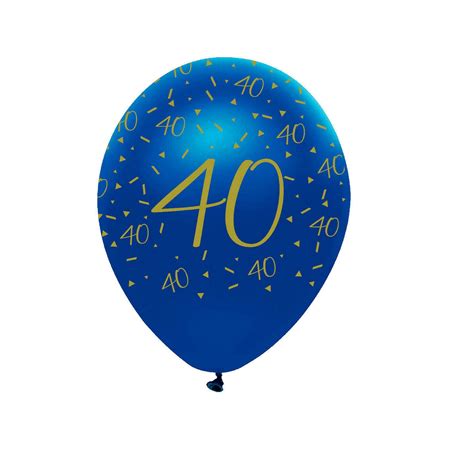 6 Pack 40th Birthday Blue And Gold Helium Balloons Age 40 Etsy Uk