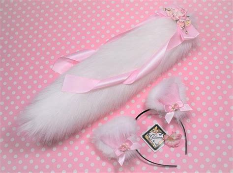 White Cat Ears And Tail Cat Ears And Tail For Kids Cat Etsy Cat