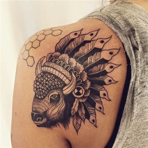 Buffalo Tattoo On Pinterest Bison Tattoo Small Geometric Tattoo And