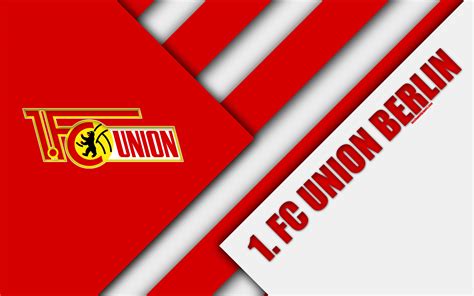 Fc union berlin ist neben hertha bsc der zweite große fußballverein in der hauptstadt. Download wallpapers FC Union Berlin, logo, 4k, German football club, material design, red white ...