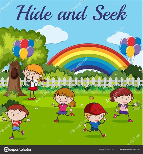 Children Playing Hide Seek Illustration Stock Vector Image By ©brgfx