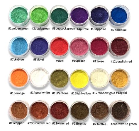10ml Jar 24colors Mica Powder Pigments ~ Natural Pearlescent Mica