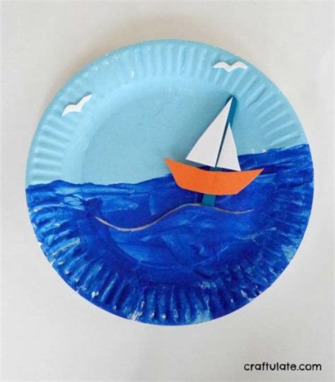 Paper Plate Boat Scene A Fun Craft For Kids With Movable Boat Boat