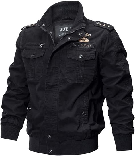 Pp6p Spring Autumn Mens Cotton Cargo Military Jacket Stand Collar