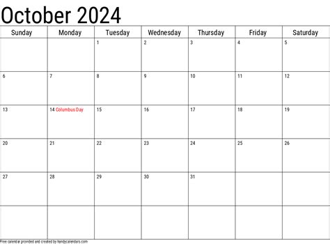 Oct 2024 Holiday Calendar Sile Yvonne