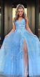 chic light blue prom dresses with beading,formal long prom dresses for ...