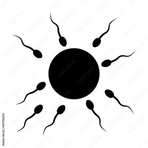 Sperm Cells Spermatozoon Surrounding Ovum Egg Flat Icon For Apps And