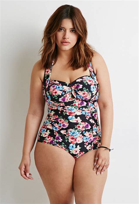 Forever 21 Forever 21 Floral Print Halter One Piece Cute Plus Size
