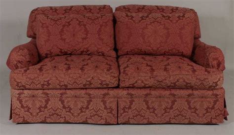 Upholstered Sofa In Red Floral Damask 20th C