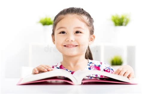 Happy Little Girl Reading Book Stock Photo Image Of Girl Caucasian