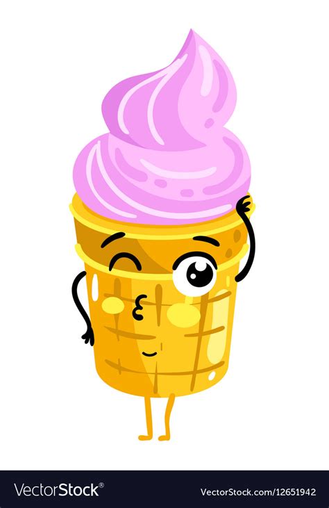 Funny Ice Cream Isolated Cartoon Character Vector Image
