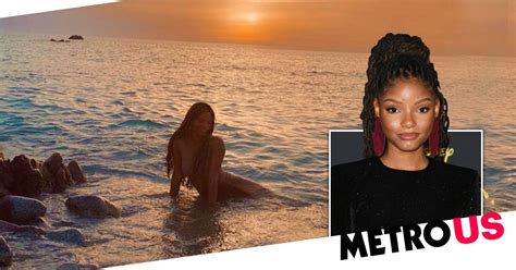 the little mermaid halle bailey shares first look of herself as ariel metro news