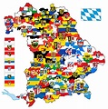 Flagmap of the Free State of Bavaria (Germany) and its 96 districts [OC ...