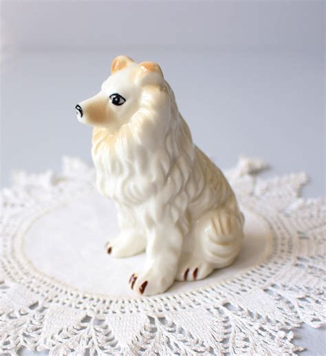Vintage Dog Figurine Collie White Ceramic Dog White Dog Etsy