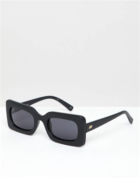 Le Specs Damn Square Sunglasses In Black Asos