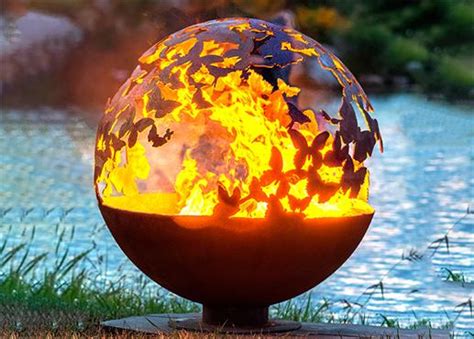 Sphere Fire Pit Gn Fb 113 With Butterfly Theme Gnee Garden