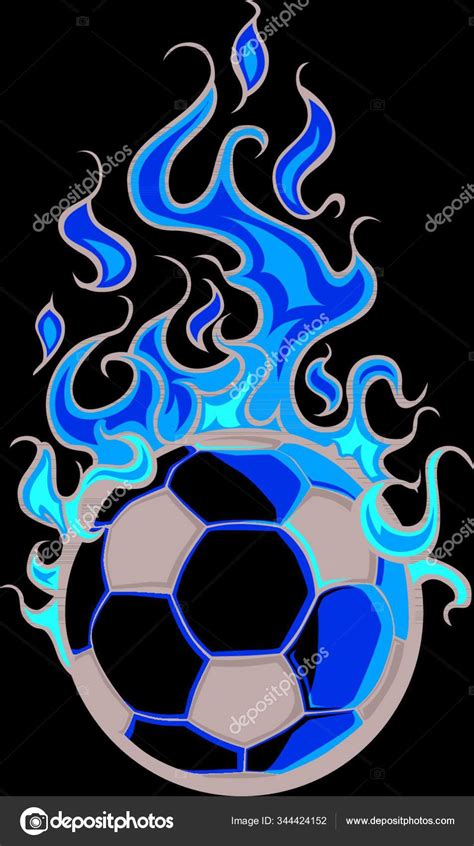 Flaming Soccer Ball Vector Cartoon Burning Fire Flames Stock Vector