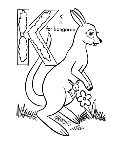 Abc Coloring Activity Sheet Kangaroo Animals Coloring Page Letter