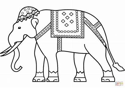 Coloring India Pages Elephant Indian Printable Drawing