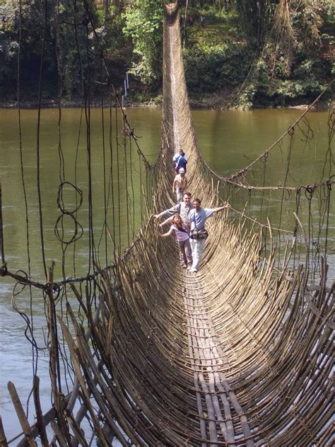 Hanging Bamboo Bridges On The Siang River Along Arunchal Pradesh