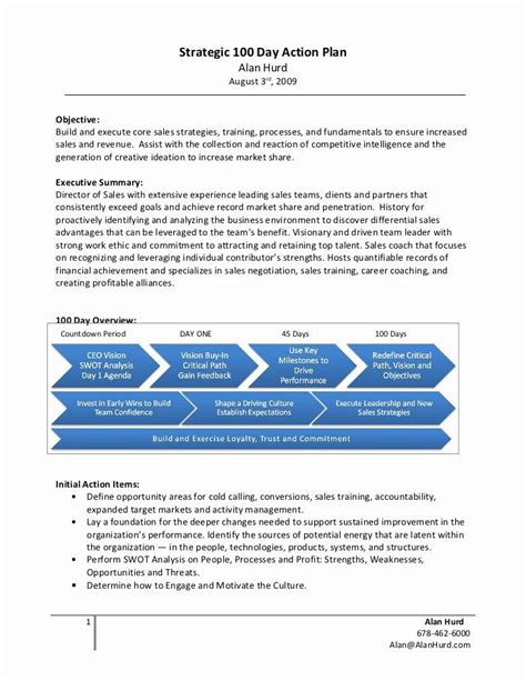 100 Day Plan Template Elegant Alan Hurd Strategic 100 Day Action Plan