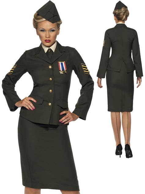 Ladies Wartime 1940 Ww2 Army Officer Costume Adult Uniform