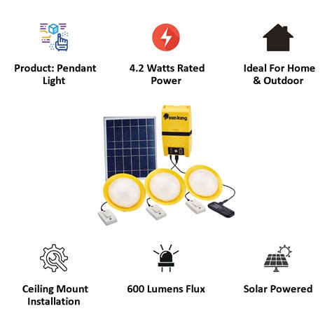 Buy Sun King Home 120 42 Watts Led Solar Lamp 600 Lumens Polycrystalline Solar Panel Sk 407