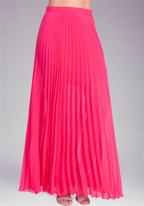 Lyst Bebe Pleated Long Skirt In Pink