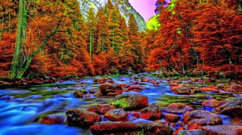 Yosemite Valley In Autumn Beautiful Mountain River