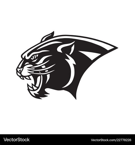 Black Panther Head Logo Head Mascot Sports Team Vector Image