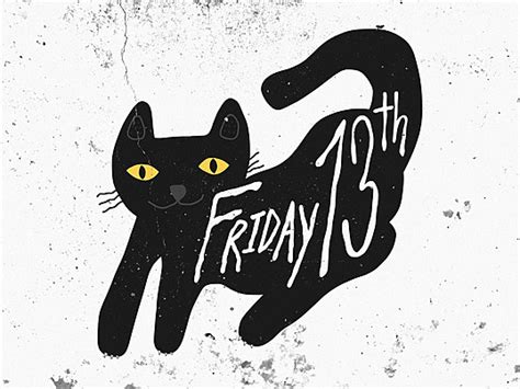 Black Cat Friday 13th Cartoon Vector Illustration Frieday Spooky Witch