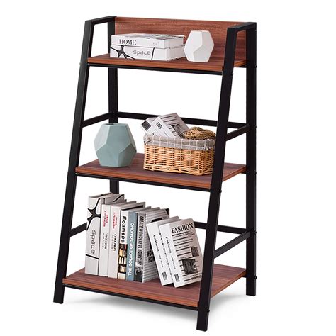 Giantex 3 Tier Ladder Rack Storage Bookcase Modern Display Book Shelf