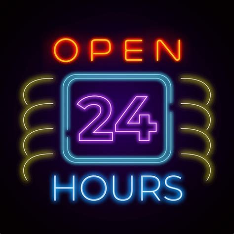 Premium Vector Open 24 Hours Neon Sign