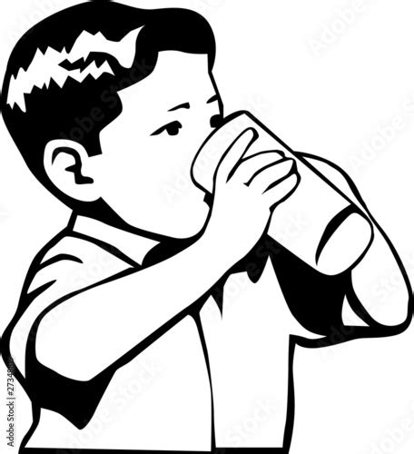 Kid Drinking From A Glass Stock Vector Adobe Stock