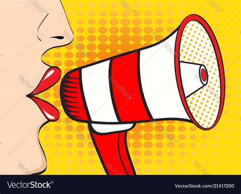 Sexy Pop Art Woman Mouth And Megaphone Speaking Vector Image