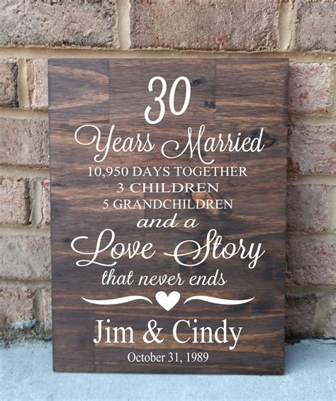 30 Years Of Marriage Hand Painted Wood Sign 30th Anniversary T