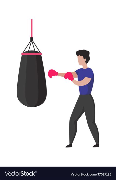 Man Boxing Sport Training Concept Cartoon Vector Image