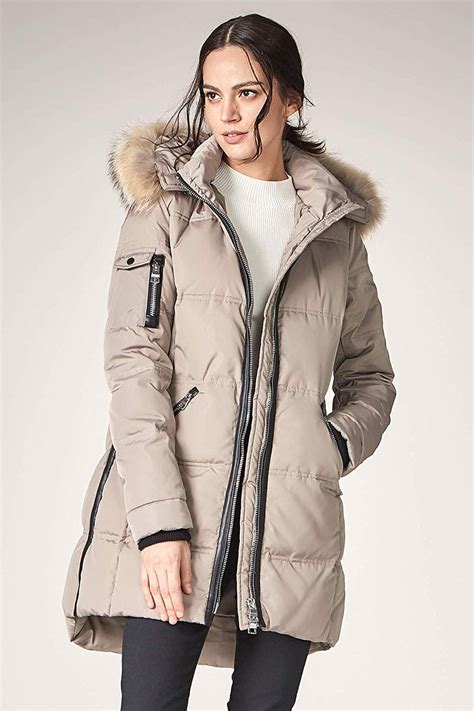 Escalier Womens Long Down Coat With Real Fur Hooded Jakcet Winter