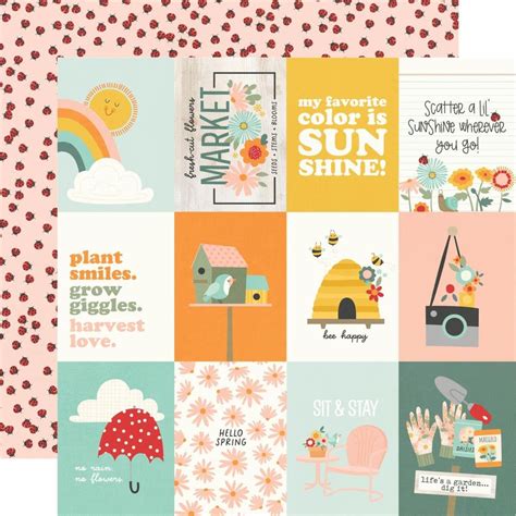 Simple Stories Full Bloom Double Sided Cardstock 12x12 3x4 Elements