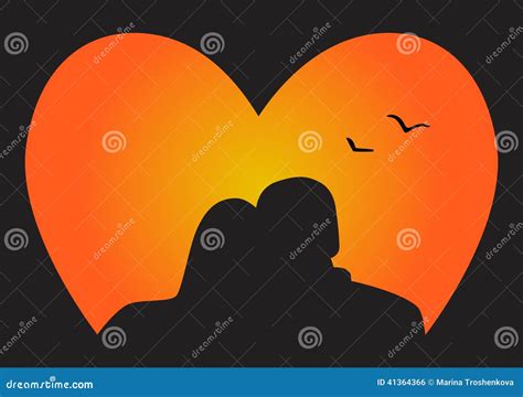 Silhouette Couple In Love Stock Vector Illustration Of Beach 41364366