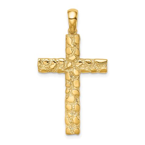 14k Yellow Gold Nugget Cross Pendant Xr1834 Ebay
