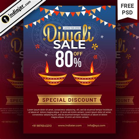 A4 Size Diwali Festival Sale Poster Flyer Template Indiater