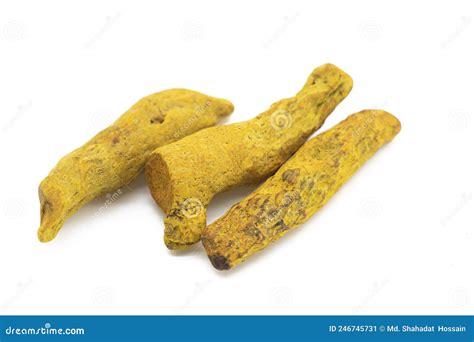 Dried Turmeric Root Isolated On White Stock Image Image Of White