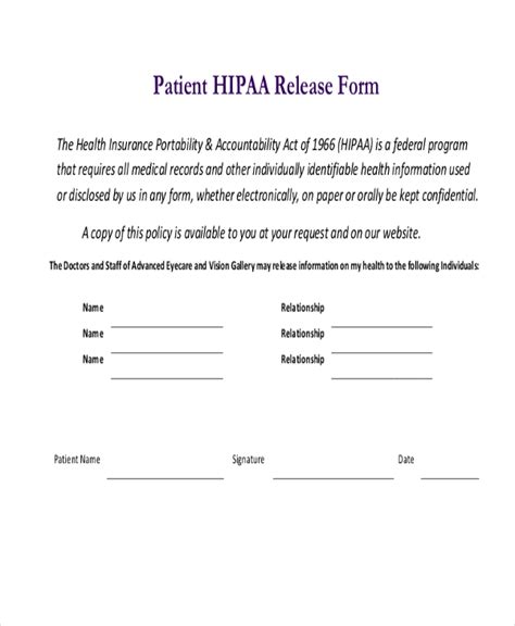 Printable Hipa Form Printable Forms Free Online