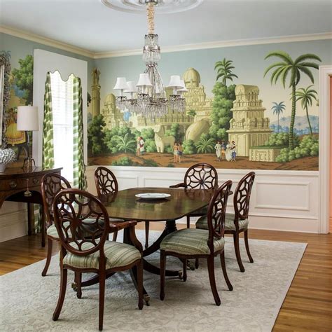 Scenes Of India Play Out On The Walls Of This Polished Dining Room